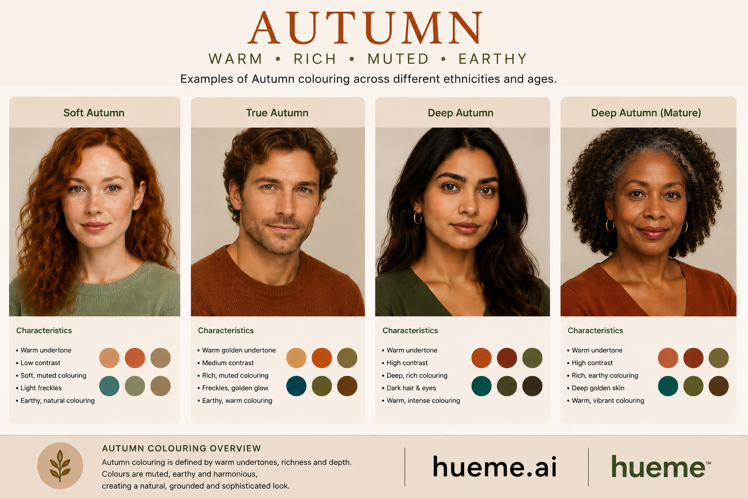 Autumn colour season — physical characteristics across ethnicities and ages